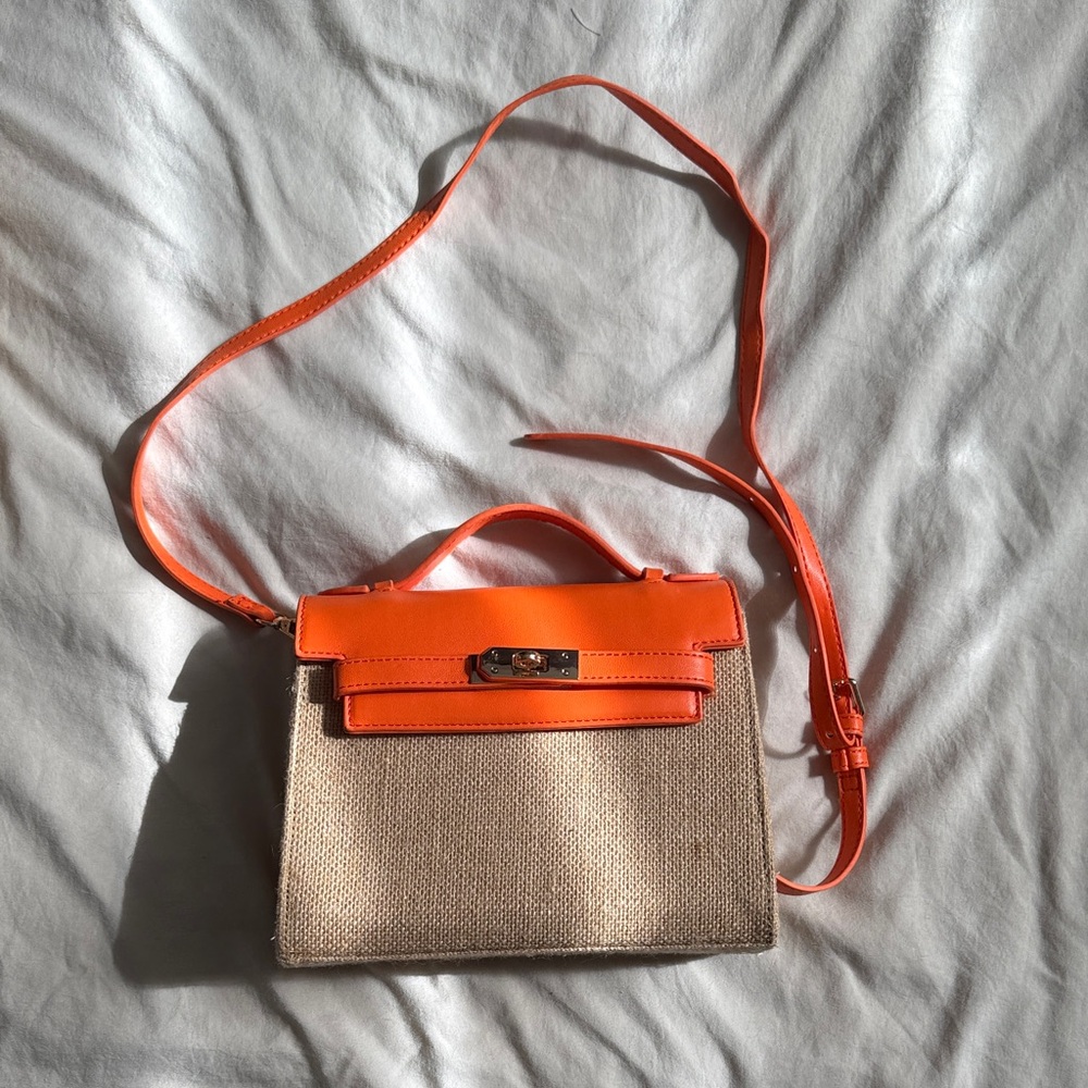 Orange and Tan Women's Bag